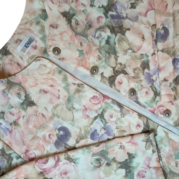 Vintage Inseparables Floral Pink Purple Green Button Down Woven Blazer Size 18 - Picture 8 of 16